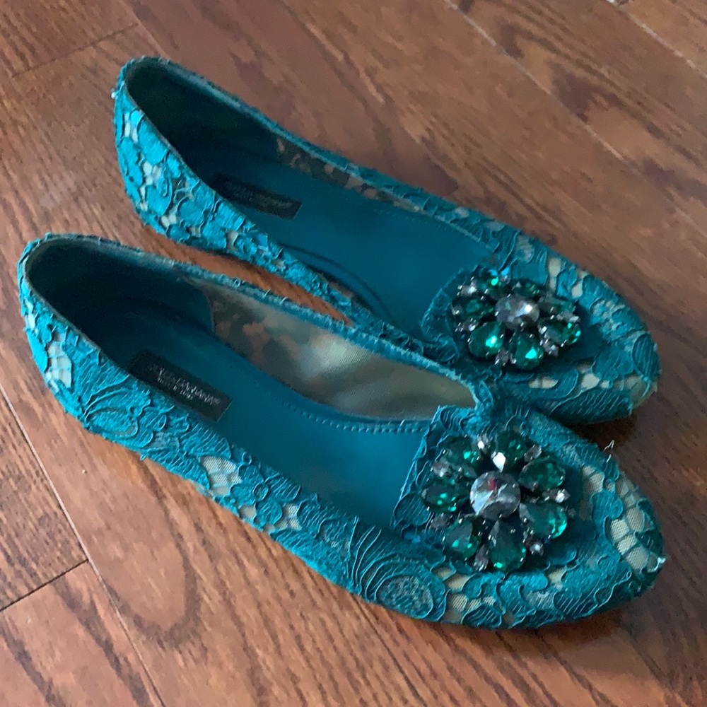Dolce and Gabanna limited edition emerald shoes with crystals